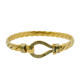 7" Pre-owned 9CT Diamond Set & Hook Loop Bangle (25.3g)